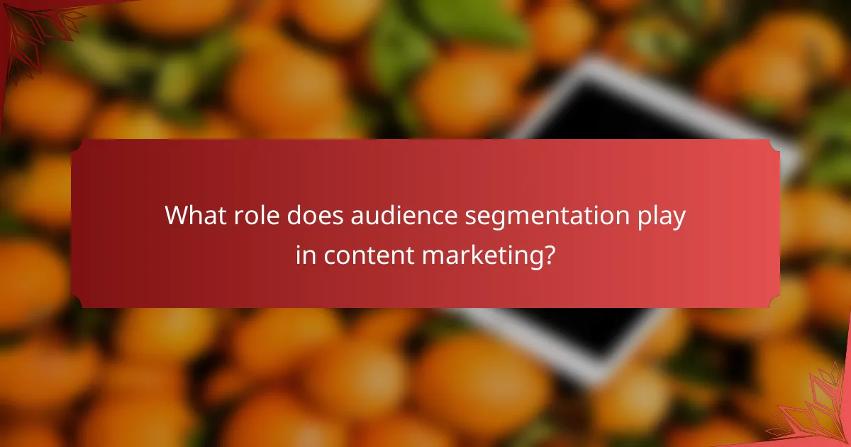 What role does audience segmentation play in content marketing?